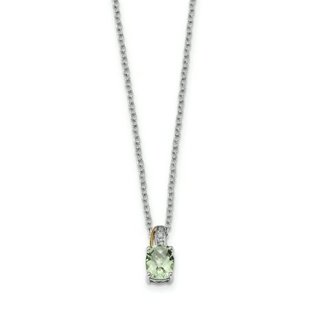 925 Sterling Silver 14k Accent Green Quartz Slide Necklace Pendant Charm Gemstone Fine Jewelry Gifts For Women For Her 925 Sterling Silver 14k Accent Green Quartz Slide Necklace Pendant Charm Gemstone Fine Jewelry Gifts For Women For Her